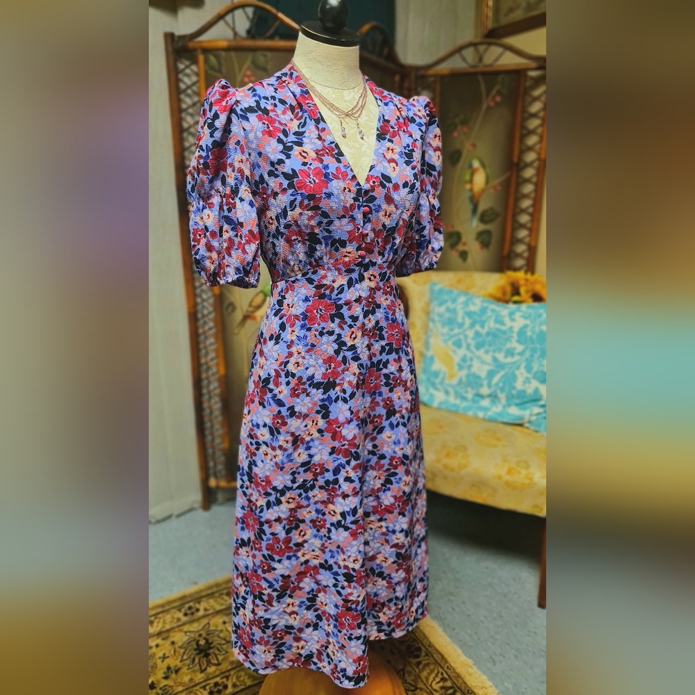 Vince Camuto Purple Floral Tea Dress size 6